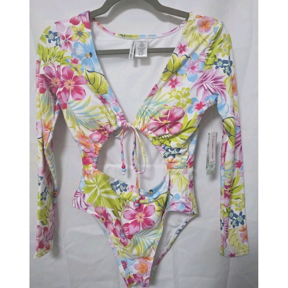 Celebrity Pink NWT Tropical Dream Rash Guard Swimsuit M 7-9 🌺